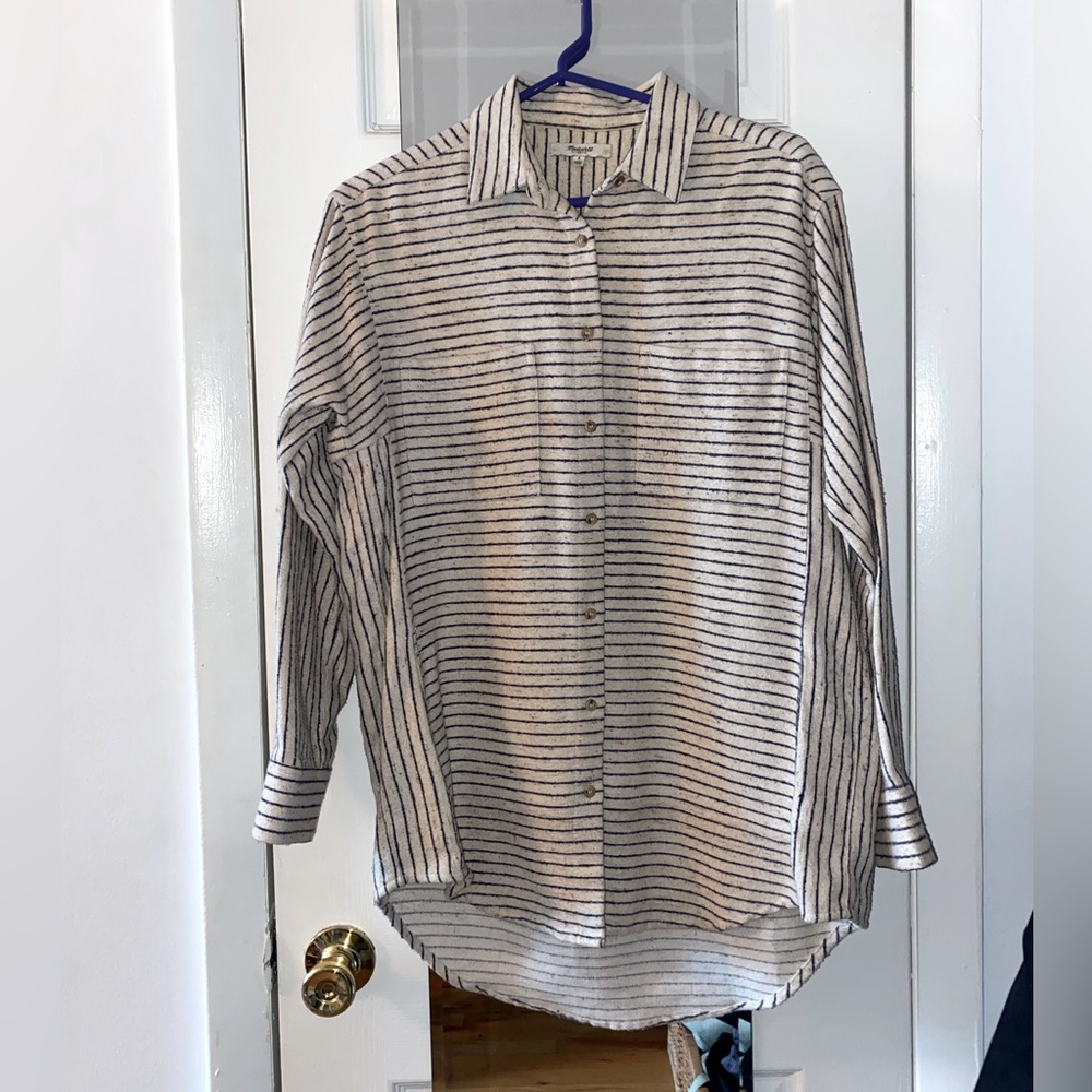 Madewell striped flannel - oatmeal & navy